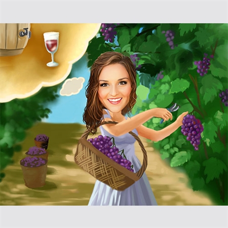 Vineyard Girl Caricature from Photo,by myDaVinci - myDaVinci